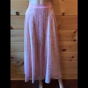 Soft Surroundings pink & green midi full skirt, PM